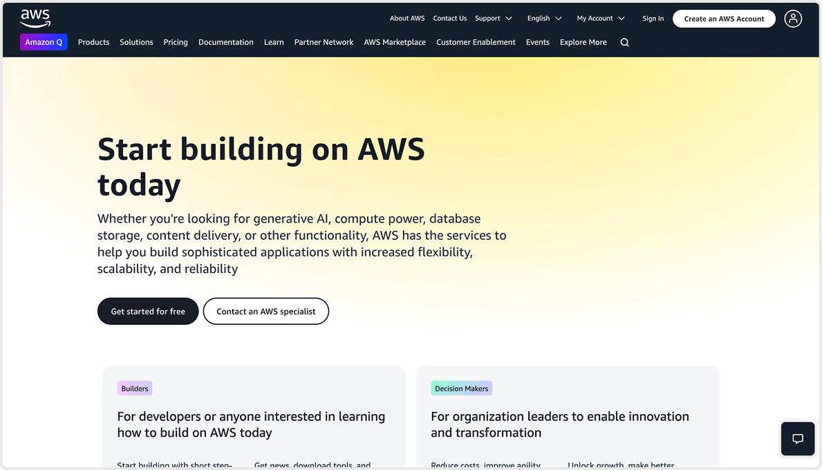 AWS Enterprise Hub redesigned homepage